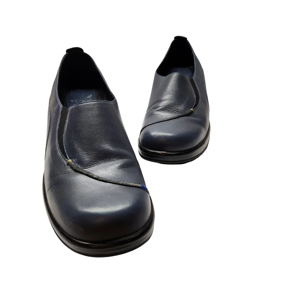 Dansko Womens Navy Blue Leather Wedge Loafers Comfort Shoes Size EU 40 US 9.5/10